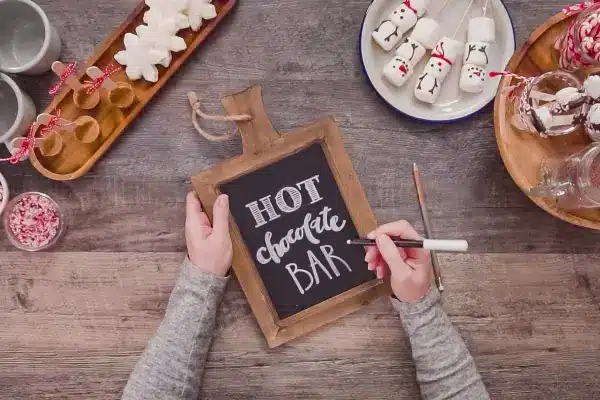 hot chocolate bar, Christmas hot chocolate bar