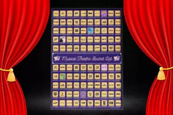 Musical Theater Bucker List game, gift for theater lovers