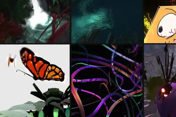 A collage showcasing the diverse and immersive creations from Virtual Reality Art Sessions with Tilt Brush, highlighting the innovative artistry possible in VR environments.