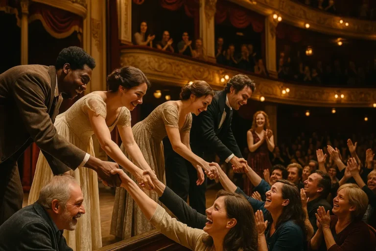 Performers connect with the audience after a live arts and entertainment performance, capturing the kind of moment OTL Seat Fillers quietly support.