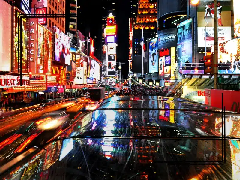 New York City entertainment lights and night out atmosphere for OTL Seat Fillers.