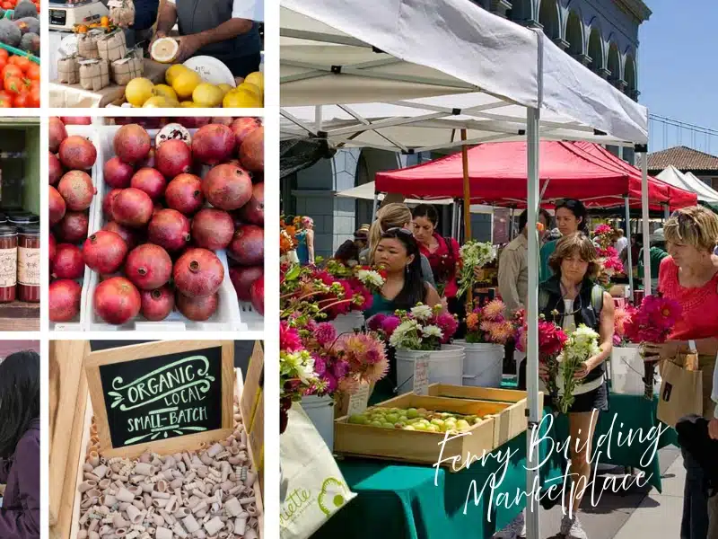 Ferry Building farmers market—produce, flowers, and local makers—San Francisco gift card idea.