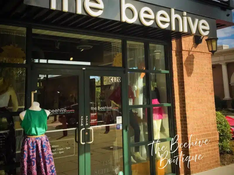 The Beehive Atlanta storefront with mannequins—indie-designer shop for earrings, accessories, and Atlanta gifts.